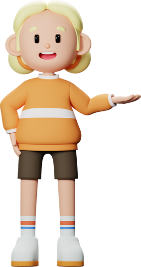 3D Cute Girl Character Showing Left